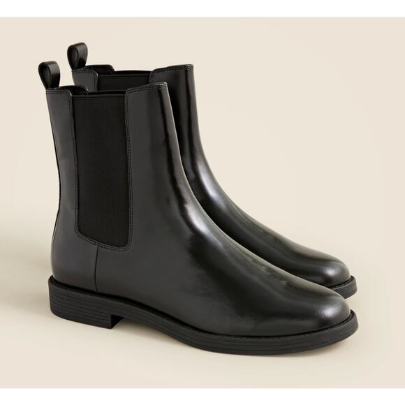 J. Crew Women's Black Chelsea Boot Leather Textile Upper Sz 10 NIB British Style - Picture 1 of 16